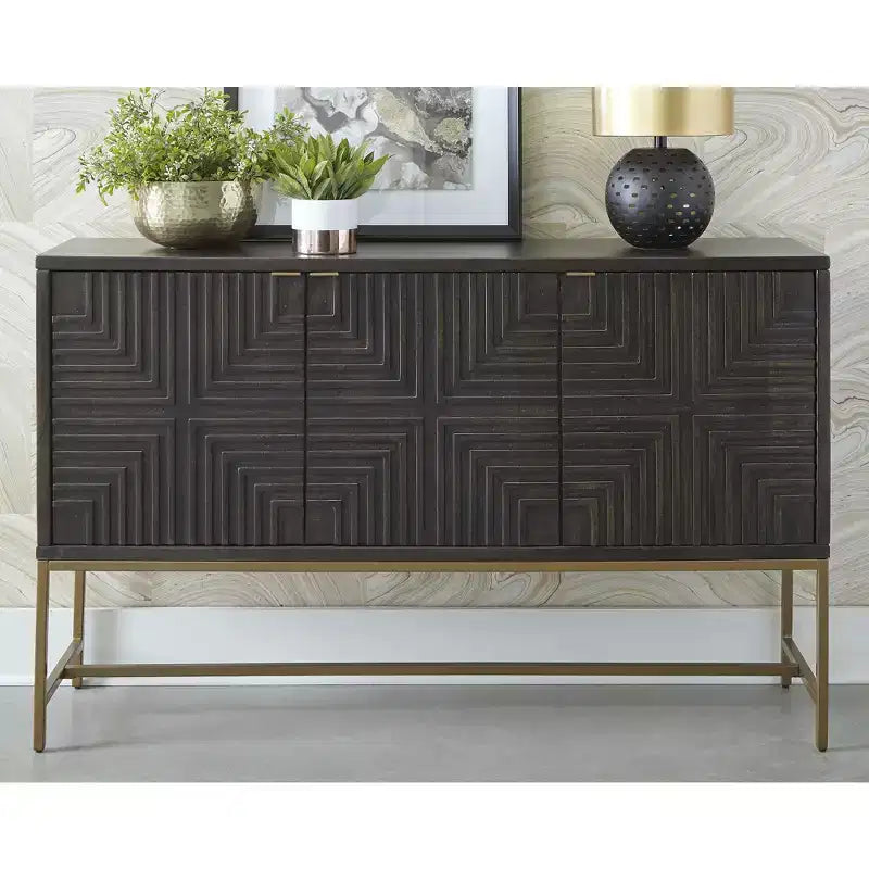 Mueble decorativo contemporáneo Elinmore de Signature Design by Ashley, acabado marrón/dorado