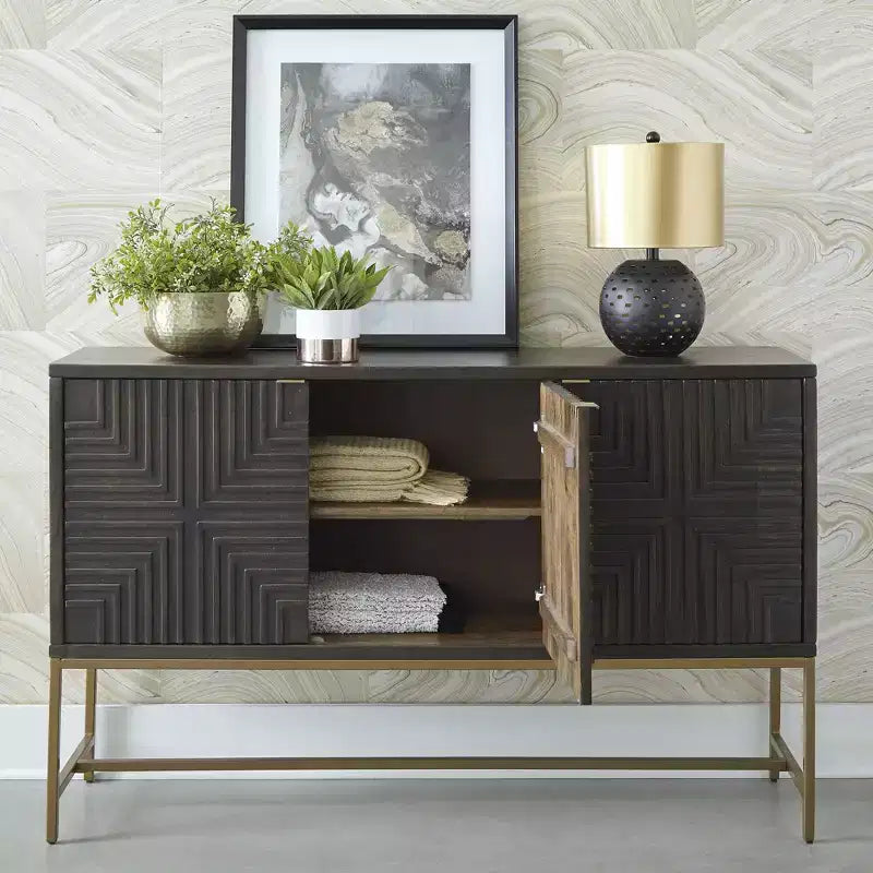 Mueble decorativo contemporáneo Elinmore de Signature Design by Ashley, acabado marrón/dorado