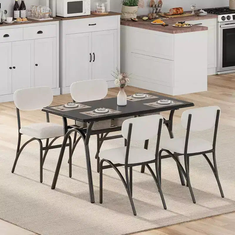 Sillas de comedor, juego de sillas de comedor Boucle de 2/4/6, sillas de comedor de cocina tapizadas modernas de mediados de siglo