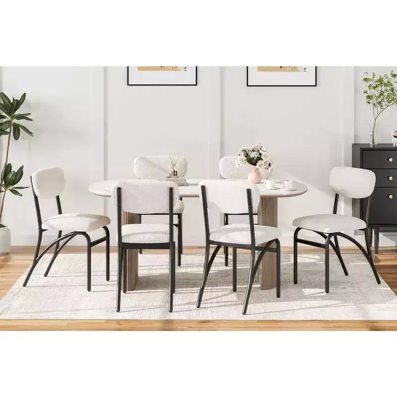 Sillas de comedor, juego de sillas de comedor Boucle de 2/4/6, sillas de comedor de cocina tapizadas modernas de mediados de siglo