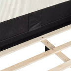 Cama nido tapizada en pana con forma de L, tamaño doble/matrimonial, con dos camas individuales, 4D - ModernLuxe