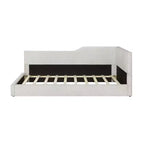 Cama nido tapizada en pana con forma de L, tamaño doble/matrimonial, con dos camas individuales, 4D - ModernLuxe