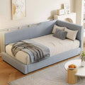 Cama nido tapizada en pana con forma de L, tamaño doble/matrimonial, con dos camas individuales, 4D - ModernLuxe