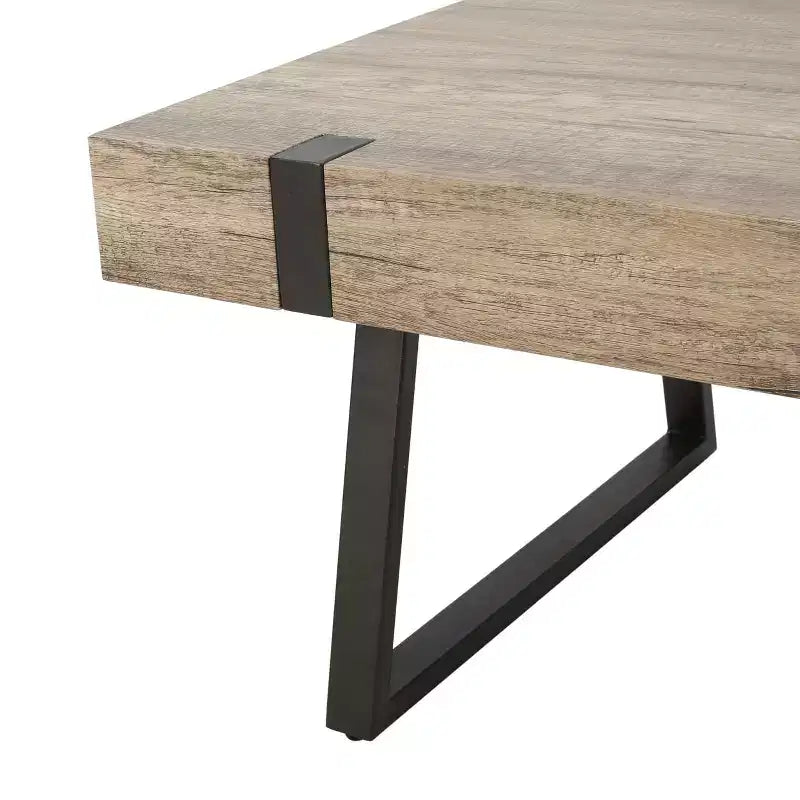 Mesa de centro industrial 43W con parte superior gruesa, gris Canyon-ModernLuxe