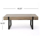 Mesa de centro industrial 43W con parte superior gruesa, gris Canyon-ModernLuxe