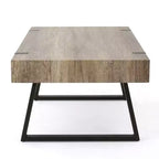 Mesa de centro industrial 43W con parte superior gruesa, gris Canyon-ModernLuxe