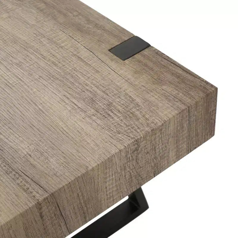Mesa de centro industrial 43W con parte superior gruesa, gris Canyon-ModernLuxe