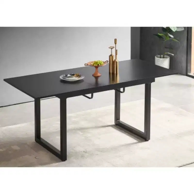 Square Extendable Dining Table with metal leg,Modern Space Saving Kitchen Table for Living Room