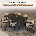 Juego de 4 sillas de comedor LeisureMod Ervilla con respaldo de mimbre y asiento de cuero con estructura de acero negro, cocina moderna de interior, comedor, asientos de mesa
