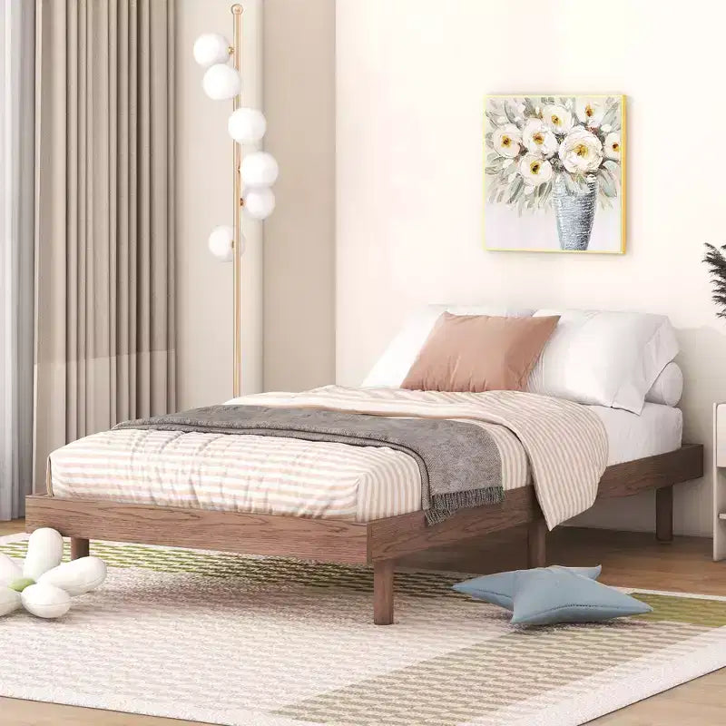 Marco de cama de plataforma flotante de diseño moderno en color gris