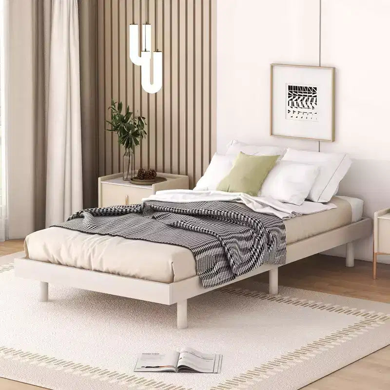 Marco de cama de plataforma flotante de diseño moderno en color gris