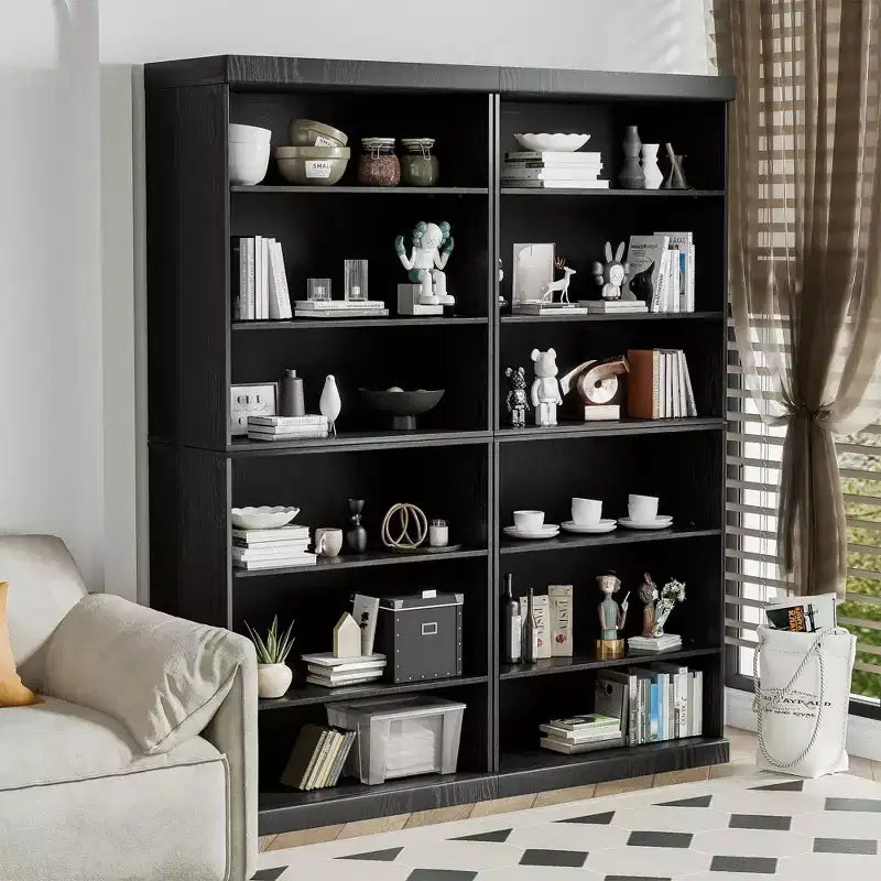 PexFix Armario decorativo de madera de 36x31x16 con estante ajustable y almacenamiento sin puerta, color negro
