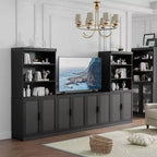 PexFix Armario decorativo de madera de 36x31x16 con estante ajustable y almacenamiento sin puerta, color negro