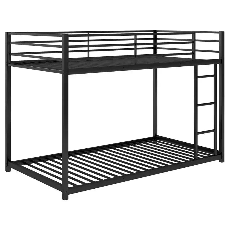 Litera baja doble sobre doble de metal Whisen con escalera y barandilla