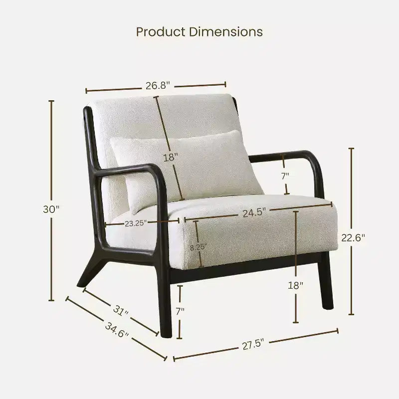 Sillón decorativo de estilo moderno de mediados de siglo Eterna de Roundhill Furniture con almohada lumbar extraíble