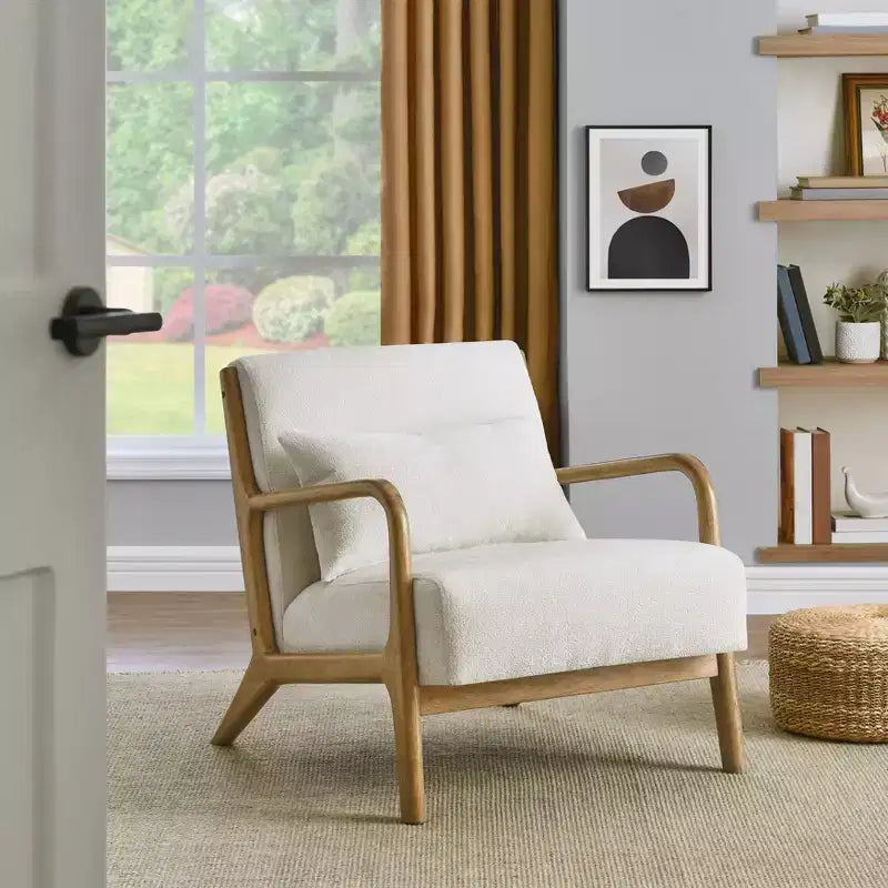 Sillón decorativo de estilo moderno de mediados de siglo Eterna de Roundhill Furniture con almohada lumbar extraíble