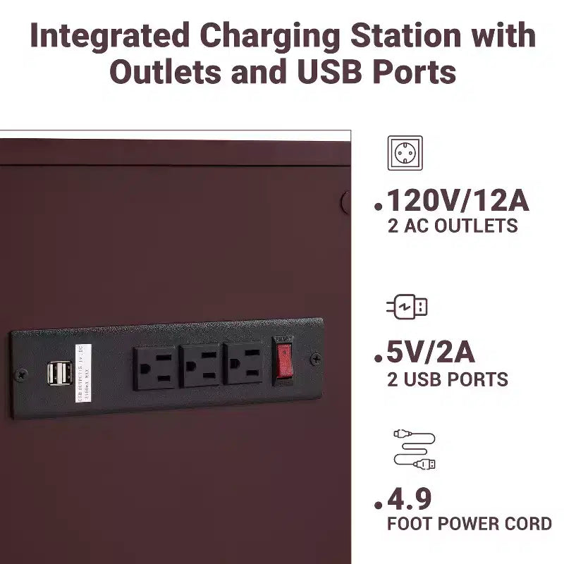 Mesa auxiliar de Home Imports Emporium con puertos USB y tomas de corriente, mesa auxiliar estrecha para dormitorio y sala de estar