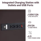 Mesa auxiliar de Home Imports Emporium con puertos USB y tomas de corriente, mesa auxiliar estrecha para dormitorio y sala de estar