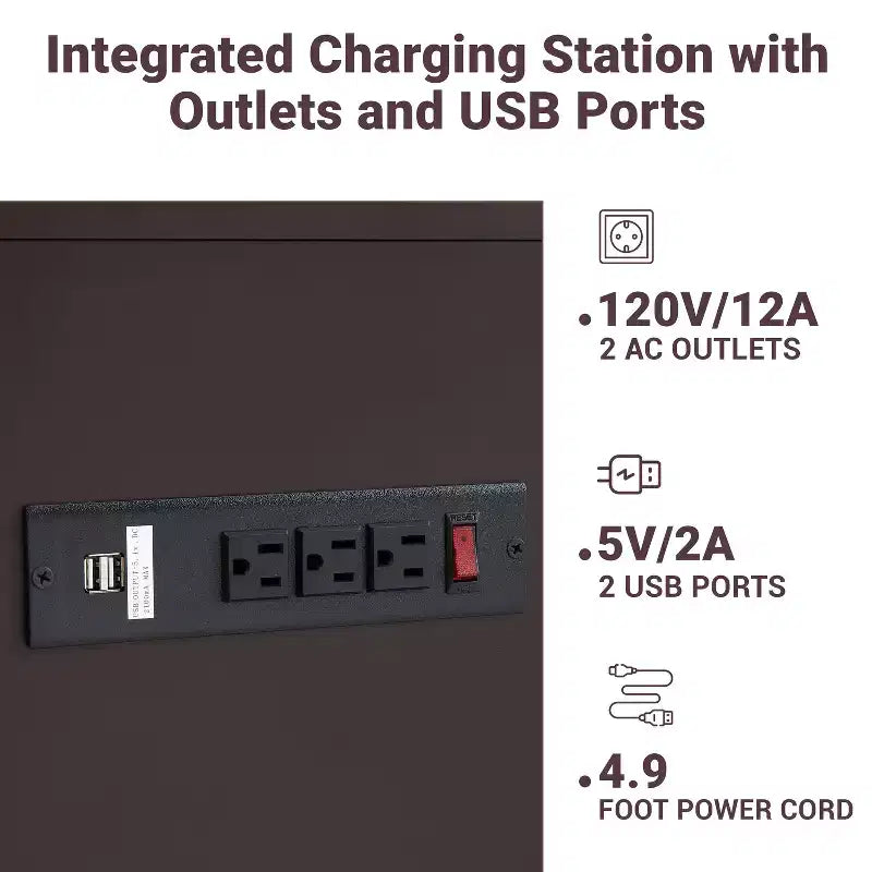 Mesa auxiliar de Home Imports Emporium con puertos USB y tomas de corriente, mesa auxiliar estrecha para dormitorio y sala de estar