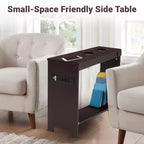 Mesa auxiliar de Home Imports Emporium con puertos USB y tomas de corriente, mesa auxiliar estrecha para dormitorio y sala de estar