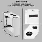 Mesa auxiliar de Home Imports Emporium con puertos USB y tomas de corriente, mesa auxiliar estrecha para dormitorio y sala de estar