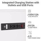 Mesa auxiliar de Home Imports Emporium con puertos USB y tomas de corriente, mesa auxiliar estrecha para dormitorio y sala de estar