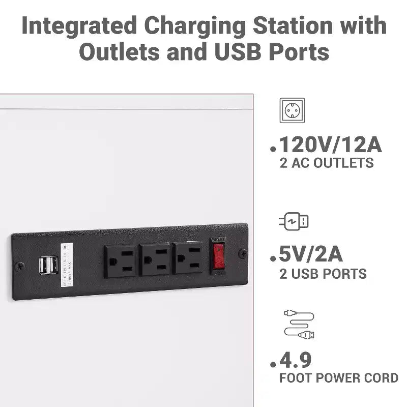 Mesa auxiliar de Home Imports Emporium con puertos USB y tomas de corriente, mesa auxiliar estrecha para dormitorio y sala de estar