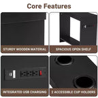 Mesa auxiliar de Home Imports Emporium con puertos USB y tomas de corriente, mesa auxiliar estrecha para dormitorio y sala de estar