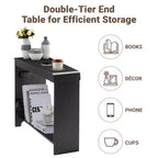 Mesa auxiliar de Home Imports Emporium con puertos USB y tomas de corriente, mesa auxiliar estrecha para dormitorio y sala de estar