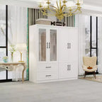Armario de madera blanca de 160 cm con 2 cajones y 6 puertas Keloyid