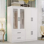 Armario de madera blanca de 160 cm con 2 cajones y 6 puertas Keloyid