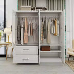 Armario de madera blanca de 160 cm con 2 cajones y 6 puertas Keloyid