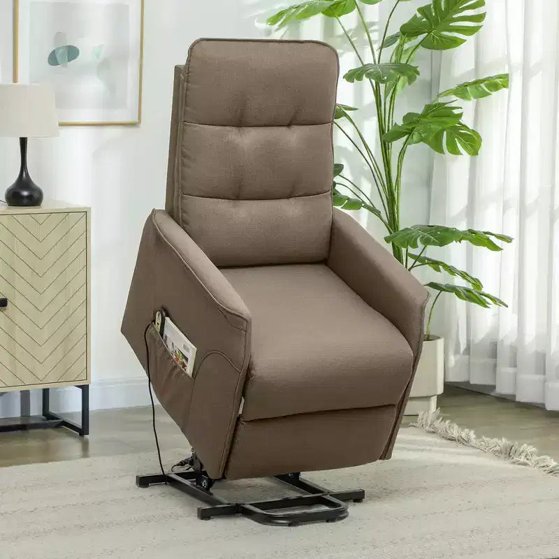 Sillón Reclinable Eléctrico HOMCOM Power Lift, con Mando a Distancia, Bolsillos Laterales, Resortes Ensacados, Respaldo Acolchado, Montaje Rápido