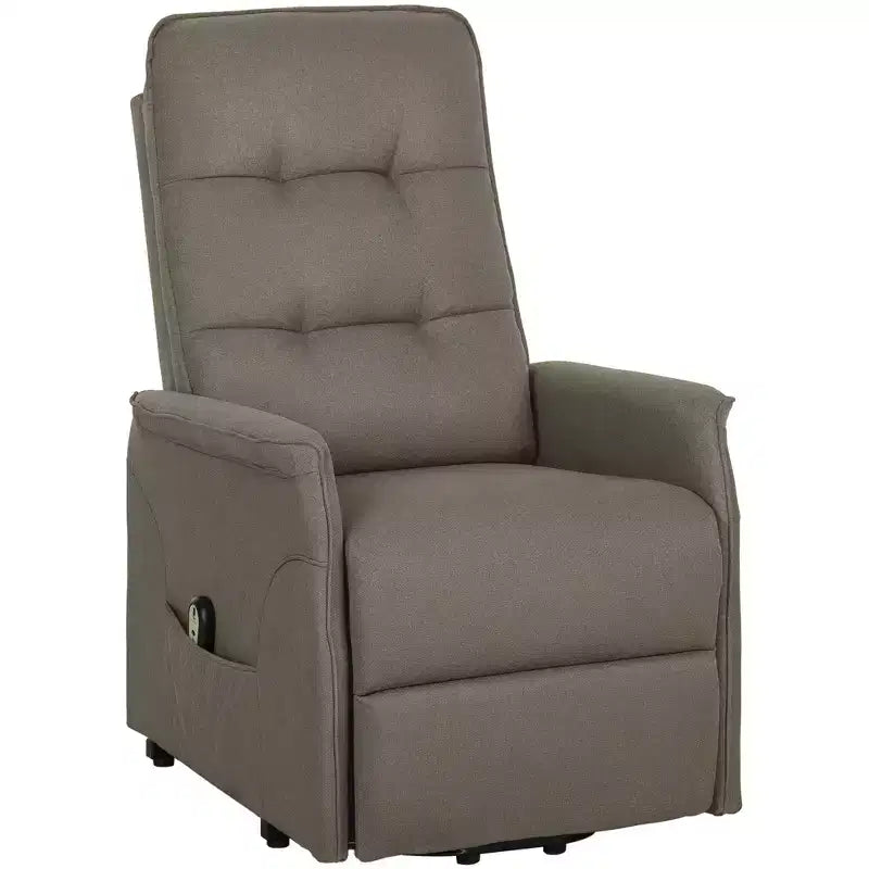 Sillón Reclinable Eléctrico HOMCOM Power Lift, con Mando a Distancia, Bolsillos Laterales, Resortes Ensacados, Respaldo Acolchado, Montaje Rápido