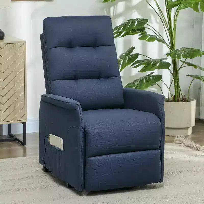 Sillón Reclinable Eléctrico HOMCOM Power Lift, con Mando a Distancia, Bolsillos Laterales, Resortes Ensacados, Respaldo Acolchado, Montaje Rápido