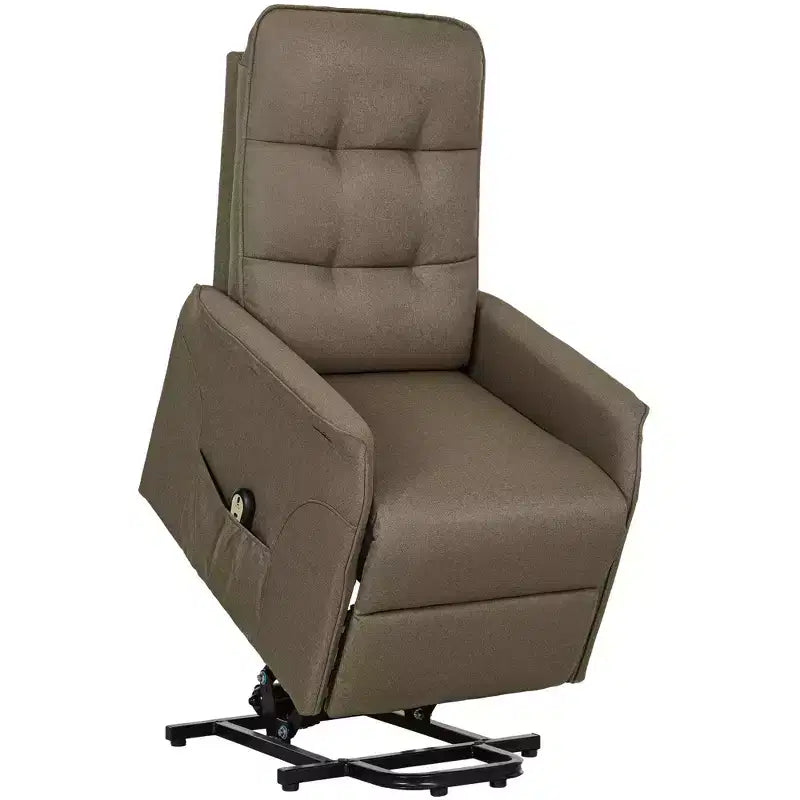 Sillón Reclinable Eléctrico HOMCOM Power Lift, con Mando a Distancia, Bolsillos Laterales, Resortes Ensacados, Respaldo Acolchado, Montaje Rápido