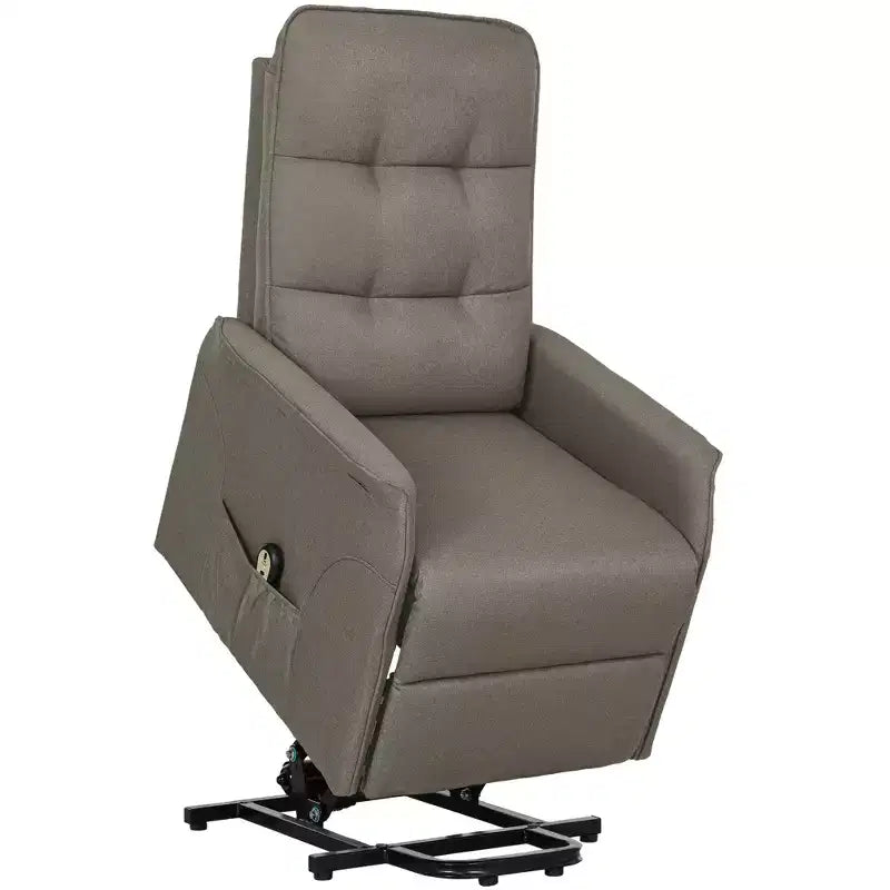 Sillón Reclinable Eléctrico HOMCOM Power Lift, con Mando a Distancia, Bolsillos Laterales, Resortes Ensacados, Respaldo Acolchado, Montaje Rápido