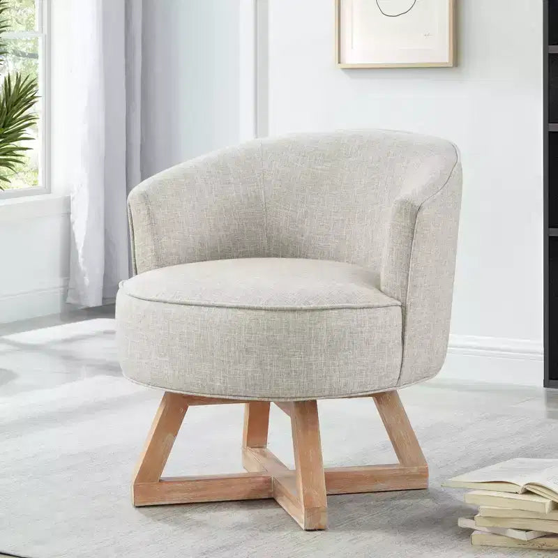 GDFStudio Glenn Silla Giratoria 360 con Tapizado de Lino y Base de Caucho