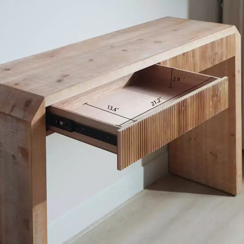 GDFStudio Rae Mesa consola rústica de madera de 51,8 con cajón texturizado acanalado