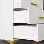 Mesita de noche Famapy Chic blanca: Almacenamiento elegante con detalles dorados