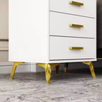 Mesita de noche Famapy Chic blanca: Almacenamiento elegante con detalles dorados