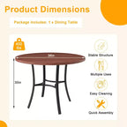VECELO Mesa de comedor redonda de 36 pulgadas para 4, cubierta de mesa de bar de imitación mármol con patas de metal para cocina, espacios pequeños