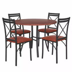 VECELO Mesa de comedor redonda de 36 pulgadas para 4, cubierta de mesa de bar de imitación mármol con patas de metal para cocina, espacios pequeños