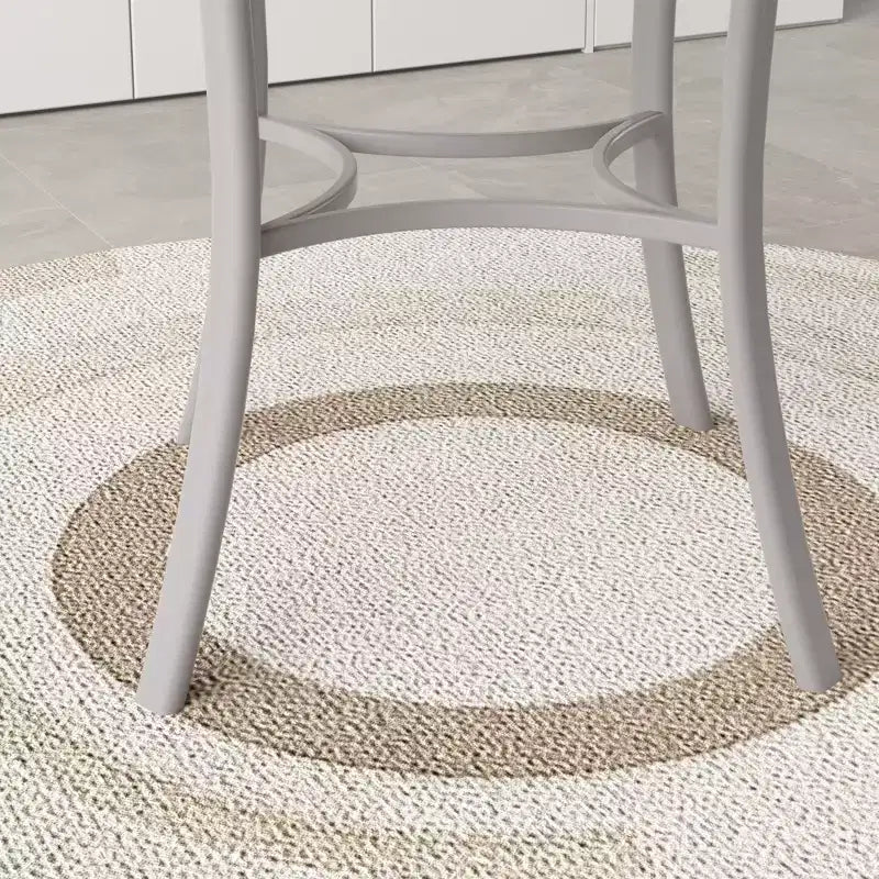 VECELO Mesa de comedor redonda de 36 pulgadas para 4, cubierta de mesa de bar de imitación mármol con patas de metal para cocina, espacios pequeños