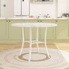 VECELO Mesa de comedor redonda de 36 pulgadas para 4, cubierta de mesa de bar de imitación mármol con patas de metal para cocina, espacios pequeños