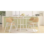 VECELO Mesa de comedor redonda de 36 pulgadas para 4, cubierta de mesa de bar de imitación mármol con patas de metal para cocina, espacios pequeños
