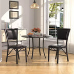 VECELO Mesa de comedor redonda de 36 pulgadas para 4, cubierta de mesa de bar de imitación mármol con patas de metal para cocina, espacios pequeños