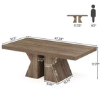Mesa de centro Lantine Wood, mesa de centro rectangular de 47.24 pulgadas con base de madera gruesa, mesa de café estilo rústico con aspecto de madera para sala de estar