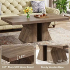 Mesa de centro Lantine Wood, mesa de centro rectangular de 47.24 pulgadas con base de madera gruesa, mesa de café estilo rústico con aspecto de madera para sala de estar