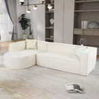 Sofá Seccional de Estilo Moderno, Sofá Seccional de Esponja, Sofá Modular en Forma de L con Elegante Diseño Curvo y Lujosa Tela de Chenilla, Dos Cojines Decorativos, para Sala de Estar, Estudio